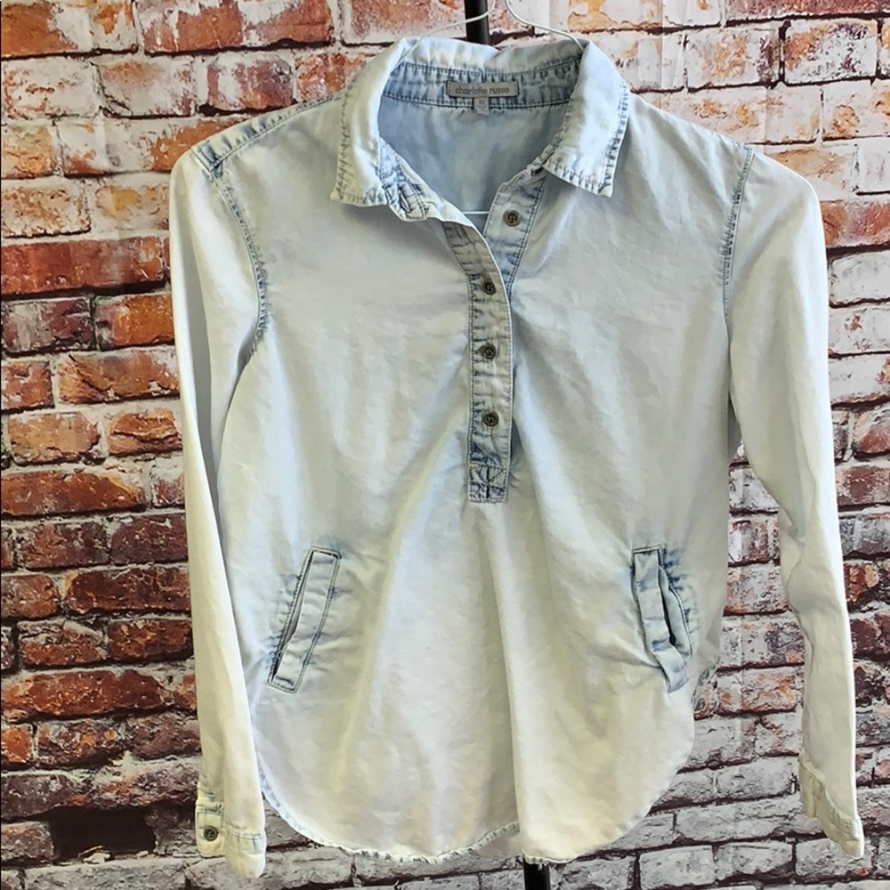 Charlotte Russe light denim button blouse